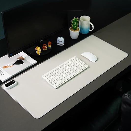 Heated Large Desk Mat PU Leather Warm Mouse Pad with 5 Heating Level & 4 Hour Auto Shut-Off Heating Keyboard Pad Warmer Gaming Mouse Mat for Home Office Work (Gray, 31.5" X 13")