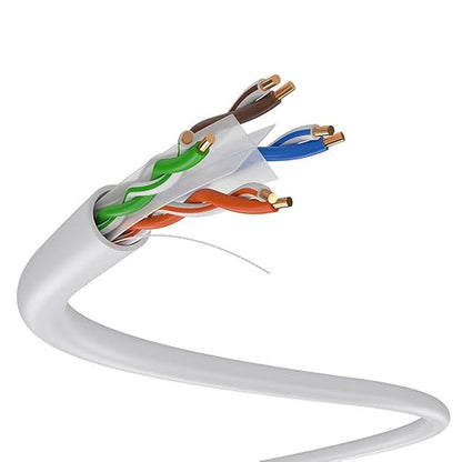 Dripstone Cat6 Direct Burial Ethernet Cable – 23AWG Solid UTP, Waterproof HDPE Insulated, Polyethylene (PE) Jacket for Indoor/Outdoor Installations (White - 1000 FT)
