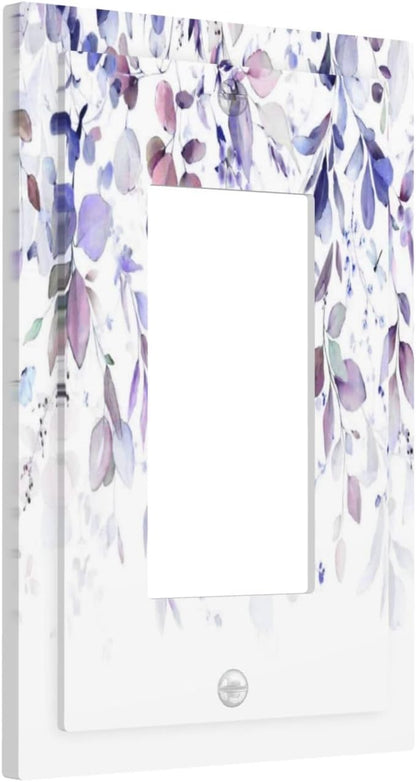Purple Eucalyptus Watercolor Floral Rustic Leaf Decorative Outlet Covers 1 Gang Single Rocker Light Switch Cover Plate Wall Plates GFCI Faceplate for Farmhouse Home Decor