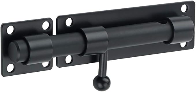 Alise 6 inch Barrel Bolt Latch,Slide Bolt Latch,Heavy Duty Solid SUS304 Stainless Steel Slide Lock for Wooden Fence,Barn Door,Interior or Outdoor Door Matte Black MS8000-B