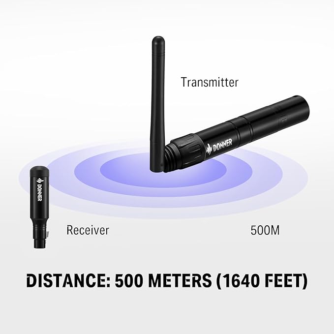 Donner Wireless DMX512 Transmitter Receiver DJ 2.4G DMX Wireless Controller 5 Receivers with Built-in Battery & Light Dome & 1 Transmitter for LED Stage Disco Party Bar, Stage Lighting Control 6PCS