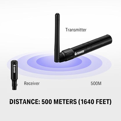 Donner Wireless DMX512 Transmitter Receiver DJ 2.4G DMX Wireless Controller 5 Receivers with Built-in Battery & Light Dome & 1 Transmitter for LED Stage Disco Party Bar, Stage Lighting Control 6PCS