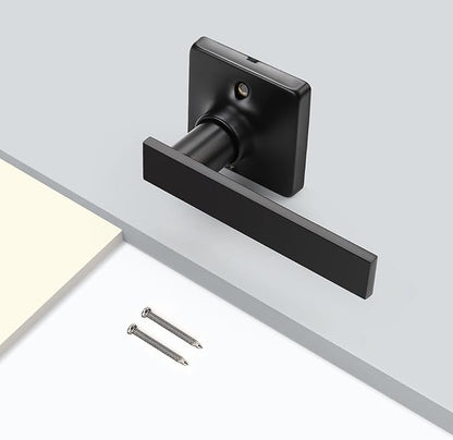 GOBEKOR 10 Pack Dummy Door Levers Matte Black Single Dummy Door Handles for Closet Black Dummy Handles Square Dummy Door Handle Pulls