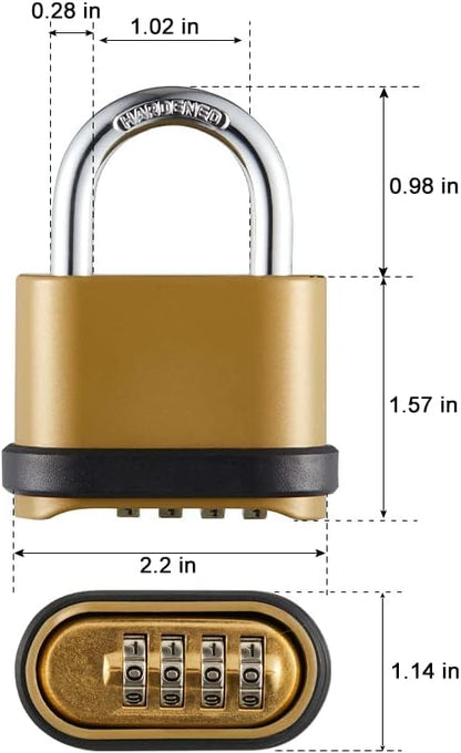 4 Digit Combination Lock, Outdoor Combination Padlock with Hardened Steel Shackle,Locks with Code for Sheds, Fence, Storage Unit and Gate