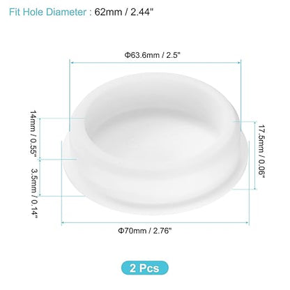 uxcell 2Pcs Silicone Hole Plug, Waterproof Round Rubber Stoppers Bottle Seal Plugs Tube Pipe End Caps for 62mm/2.44" Hole for Bathtub Bottle, White