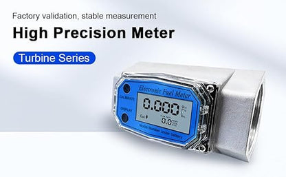 2 Inch Water Flow Meter,15.8-132 GPM Aluminum Alloy Turbine Flow Meter QTS, PTS, L, GAL, m3