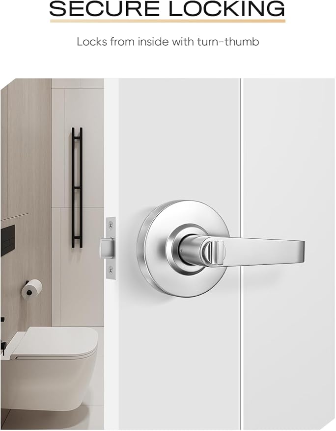 Leydebong Bathroom Privacy Indicator Handle Lock, Large in-USE or Vacant Indicator, Commercial Grade Bathroom Door Lock Handle with Occupancy Indicator