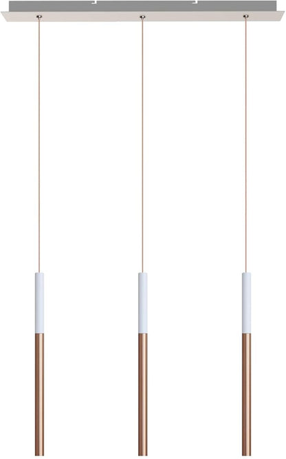 ALTAIR 3 Mini Pendant Lighting White-Copper - LED Hanging Light Fixture for Kitchen Island, Bar, Foyer - Cluster Pendants - Dimmable, Adjustable Wire, Lamp Bulb Included