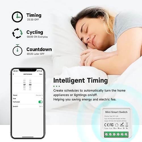 ZigBee3.0 Smart Switch Mini Relay Switch, ZigBee Smart Light Switch Need Zigbee Hub Work with Tuya Smart Life APP Smart Button Scene Remote for Tuya Smart Home Devices (4)