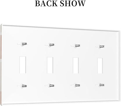 Light Switch Covers Boho Botanical Orange Green Beige Minimalist Quad Toggle Electrical Faceplate 4 Gang Wall Plate Decorative Switch Plates for Bedroom living Room Decor