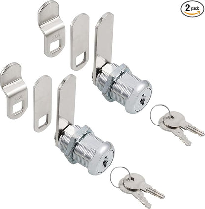 Cabinet Cam Locks Keyed Alike, 1” Cylinder Cam Locks for Tool Box RV Compartment Mailbox Vending Machine Drawer File Cabinet, Fits 3/4” Max Panel Thickness, Chrome Finish with 3 Cams and 2 Keys