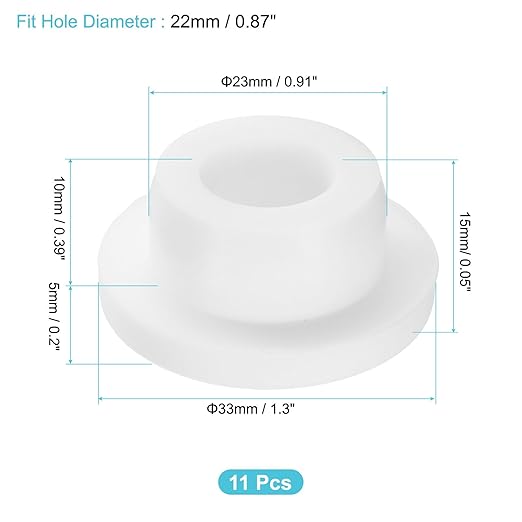 uxcell 11Pcs Silicone Hole Plug, Waterproof Round Rubber Stoppers Bottle Seal Plugs Tube Pipe End Caps for 22mm/0.87" Hole for Bathtub Bottle, White
