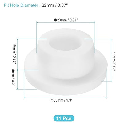 uxcell 11Pcs Silicone Hole Plug, Waterproof Round Rubber Stoppers Bottle Seal Plugs Tube Pipe End Caps for 22mm/0.87" Hole for Bathtub Bottle, White