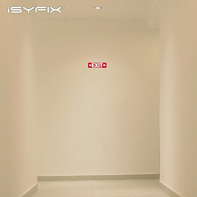 iSYFIX Exit Signs 2 Pack 12x4 Inch with Directional Right & Left Arrows - Rust Free Aluminum, Laminated for UV, Weather, Scratch Resistance - Ideal for Offices, Schools, Theaters, Restaurants