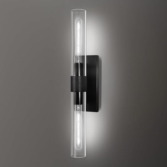 22.8" Brass Black Wall Sconces, Bathroom Vanity Light Fixtures with Clear Glass Tube, Modern Wall Lamp Lighting for Bedroom, Living Room, Hallway, Mirror, Staircase, Kitchen