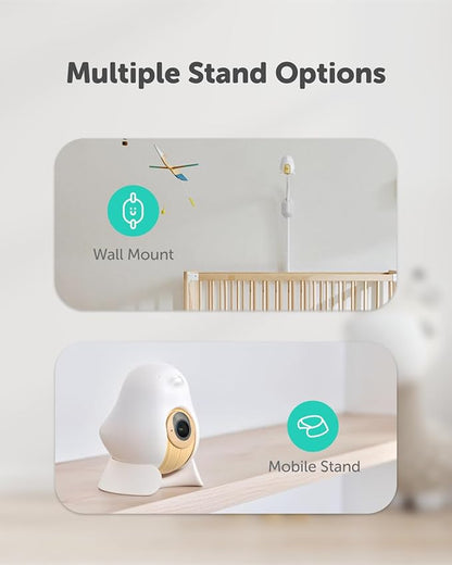 CuboAi 2025 New Model Smart Baby Monitor 3: Sleep Safety Alerts for Covered Face Rollover, 2.5K QHD Night Vision WiFi Camera, 2-Way Audio, Humidity Sensor, Lullabies. App Control (Wall Mount Set)