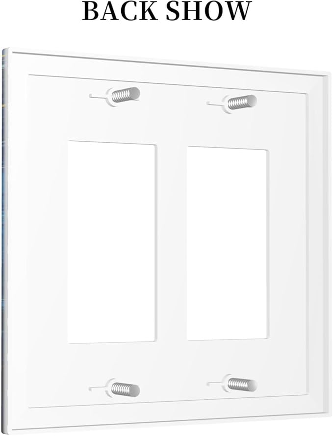 Decorative Outlet Covers Dream Ocean Underwater World Fish Shoal 2 Gang Double GFCI Rocker Electrical Wall Panels Light Switch Cover Plate for Kids room Nursery Decor