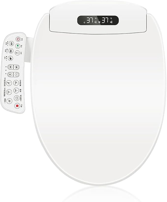 Electric Bidet Toilet Seat, Filtered & Unlimited Warm Water, 8 Modes Spa Wash, Warm Air Dryer, Heated Seat, Self-Clean Stainless Steel Nozzle, HD Night Light. 10-year warranty. (TB-26EV, Round))