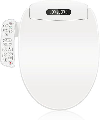 Electric Bidet Toilet Seat, Filtered & Unlimited Warm Water, 8 Modes Spa Wash, Warm Air Dryer, Heated Seat, Self-Clean Stainless Steel Nozzle, HD Night Light. 10-year warranty. (TB-26EV, Round))