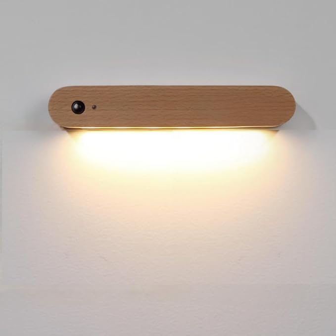 LED Motion Sensor Night Light Battery Operated Wall Light-USB Rechargeable Magnetic Light with Warm White Light for Kids Room Bathroom Cabinet Closet Hallway Comes