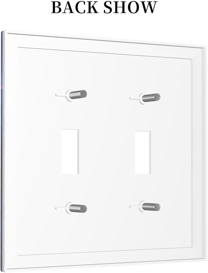 Purple Cyberpunk River Full Moon Mountain Forest Decorative Switch Plates 2 Gang Double Toggle Outlet Light Switch Cover Wall Plate Electrical Faceplate for Bedroom Bathroom Decor