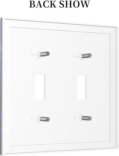 Purple Cyberpunk River Full Moon Mountain Forest Decorative Switch Plates 2 Gang Double Toggle Outlet Light Switch Cover Wall Plate Electrical Faceplate for Bedroom Bathroom Decor