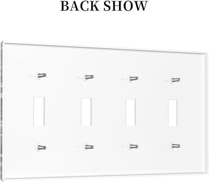 Boho Funny Black Cute Cats Daisy Wildflower Light Switch Covers Quad Toggle Electrical Faceplate 4 Gang Wall Plate Decorative Switch Plates For Kids Room Bed Room Decor