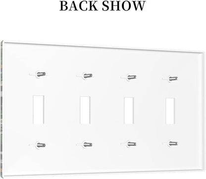 Boho Funny Black Cute Cats Daisy Wildflower Light Switch Covers Quad Toggle Electrical Faceplate 4 Gang Wall Plate Decorative Switch Plates For Kids Room Bed Room Decor