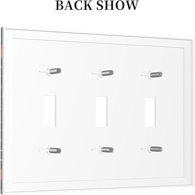 Light Switch Covers Boho Colorful Mandala 3 Gang Wall Plates Triple Toggle Outlet Cover Decorative Switchplates Electrical Panel Cover for Kitchen Living Room 4.8 X 6.7 IN