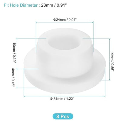 uxcell 8Pcs Silicone Hole Plug, Waterproof Round Rubber Stoppers Bottle Seal Plugs Tube Pipe End Caps for 23mm/0.91" Hole for Bathtub Bottle, White