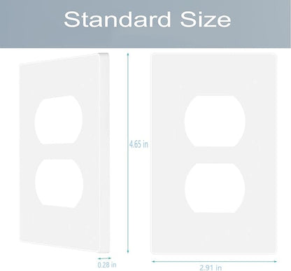1-Gang Screwless Duplex Wall Plate Cover Single Switch Outlet Electrical Faceplate for Light Switch, Smart Switch, Receptacle, Dimmers, USB Outlet, GFCI, Child Safe Cover Plate, White (4-Pack)