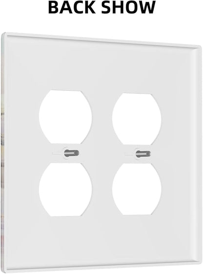 Decorative Outlet Covers Birds Sitting on Tree Branch Pink Flower 2 Gang Wall Plate Double Duplex Light Switch Cover Switch Plate Covers Faceplate for Bedroom Home Decor
