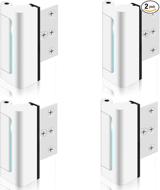 Door Reinforcement Lock with Screws, Add Extra Home Security Door Latch Safety Childproof Door Lock for Inward Swing Door Night Lock Withstand 800 Lbs (4 Pack)