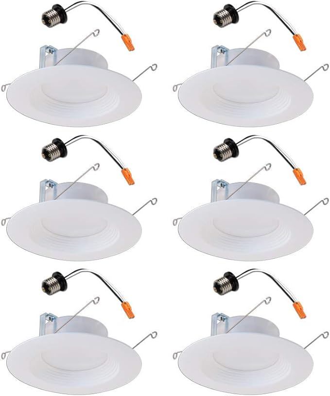 Halo LT 5 inch and 6 inch White Integrated LED Recessed Ceiling Light Retrofit Trim – 3000K – Soft White (6 Pack)