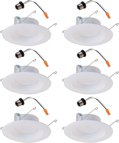 Halo LT 5 inch and 6 inch White Integrated LED Recessed Ceiling Light Retrofit Trim – 3000K – Soft White (6 Pack)
