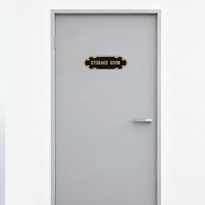 9x3 Inch Storage Room Sign Acrylic Self-adhesive Door Wall Signage for Home and Business (Black & Gold)