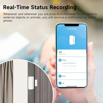 WiFi Door Window Sensor,Smart Door Open/Closed Detector with App Alert,Wireless Entry Detector Sensor Alarm for Home Security&Automation (2Pack)