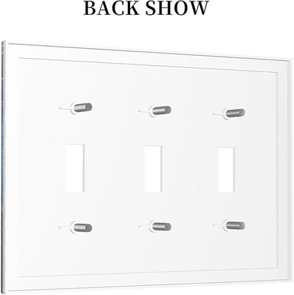 Decorative Switch Plates Dream Ocean Underwater World Fish Shoal 3 Gang Wall Plate Faceplate Triple Toggle Light Switch Cover Electrical Wall Panels for Kids room Nursery Decor