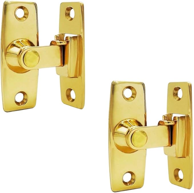QCAA 2.5" Heavy Forged Solid Brass Door Latch, 90 Degree Right Angle Door Latch Buckle for Doors & Windows, Vibriated Brass, 1 Pack, Made in Taiwan