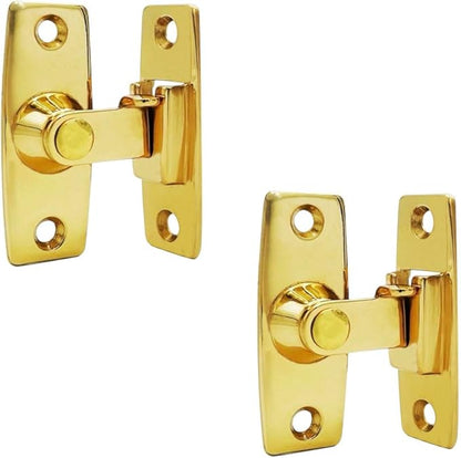 QCAA 2.5" Heavy Forged Solid Brass Door Latch, 90 Degree Right Angle Door Latch Buckle for Doors & Windows, Vibriated Brass, 1 Pack, Made in Taiwan