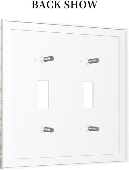 White Wildflowers Daisy Vintage Floral Decorative Switch Plates 2 Gang Double Toggle Outlet Light Switch Cover Wall Plate Electrical Faceplate for Bed Room Living Room Decor