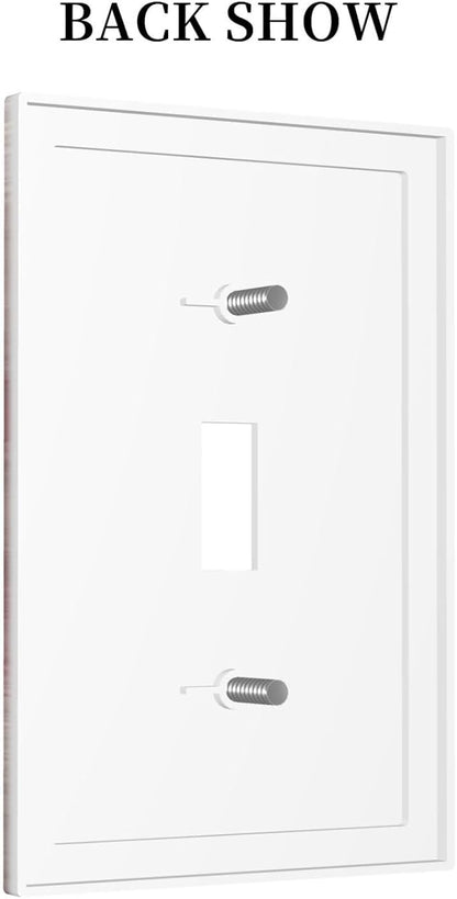 Decorative Light Switch Cover Pink White Daisy Butterfly Wood Grain 1 Gang Single Toggle Device Electrical Faceplate Switchplates Decorator Outlet Wall Plate for Farmhouse Bathroom Decor