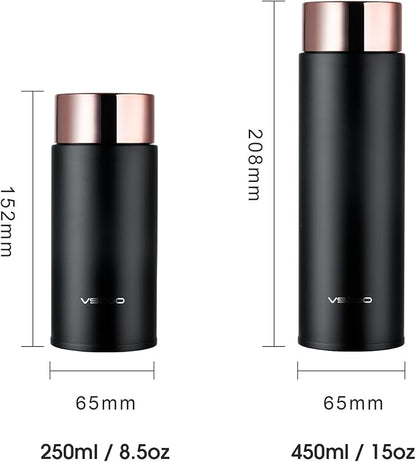 Vsitoo Smart self cleaning Insulated Water Bottle, 15oz Stainless Steel Vacuum Flask, AI Self-Clean, 30-Day Battery Life, BPA-Free, Magnetic Charging, Portable Travel Mug Gifts for Men Women, Black