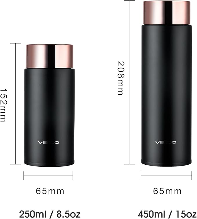 Vsitoo Smart self cleaning Insulated Water Bottle, 8.5oz Stainless Steel Vacuum Flask, AI Self-Clean, 30-Day Battery Life, BPA-Free, Magnetic Charging, Portable Travel Mug Gifts for Men Women, Black