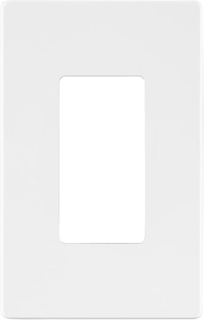 LIDER Matte Finish Decorator Switch Cover, Screwless Wall Plate, Mid-Size 1-Gang 4.88" x 3.11", Unbreakable Polycarbonate Thermoplastic, UL Listed, LSWP-31M-W, White