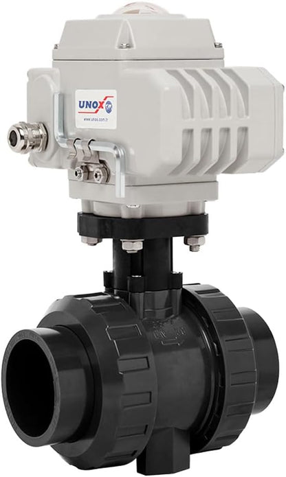 Unox 220V AC Electric Actuated Ø75 (2 1/2") U-PVC Ball Valve, Motorized Ball Valve For Water - PN16