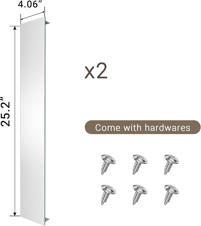 Side Mirrored Kits, 4'' W x 26'' H Decorative Side Mirrors Set of 2 for 26-Inch-Height Front & Backlit Lighted Mirror Cabinet Surface-Mounting-Use Only (for Model-Terri)