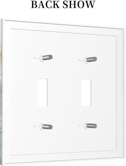Decorative Light Switch Plate Covers Rustic Colorful Floral Garden Flowers 2 Gang Light Switch Cover Plate Unique Double Toggle Wall Plate Outlet Covers Faceplate for Bedroom Home Decor