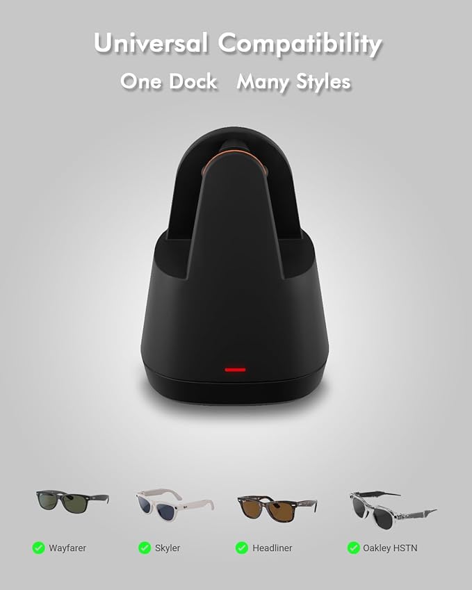 Doohoeek Charging Dock for Meta Ray-Ban Glasses, Scratch-Proof & Weighted Base Charging Station for Oakley Meta Glasses, AI Glasses Charger for Wayfarer, Skyler, Headliner & HSTN