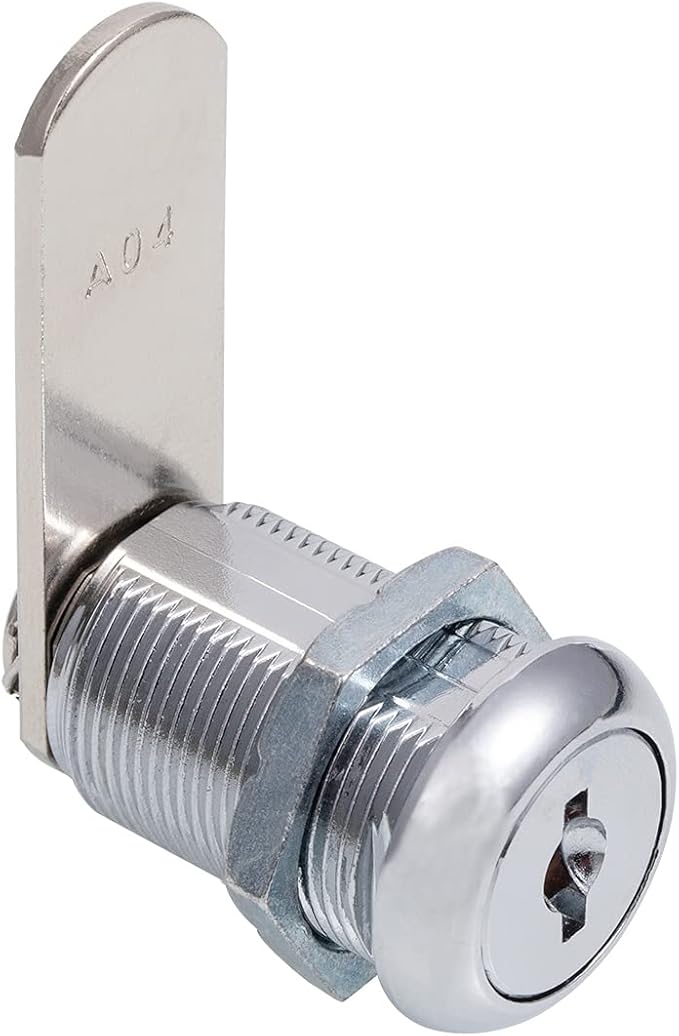 Cabinet Cam Locks Keyed Alike, 1” Cylinder Cam Locks for Tool Box RV Compartment Mailbox Vending Machine Drawer File Cabinet, Fits 3/4” Max Panel Thickness, Chrome Finish with 3 Cams and 2 Keys